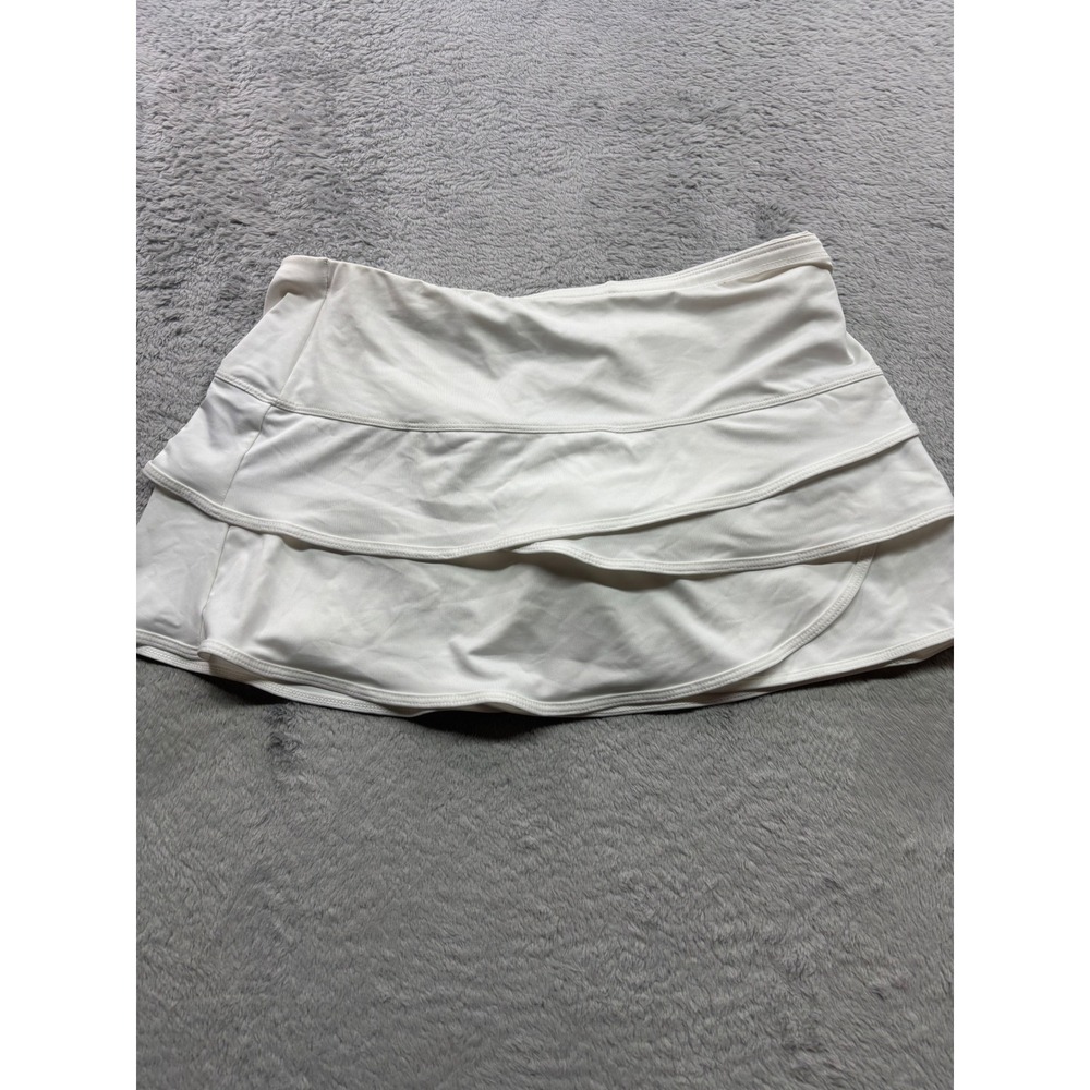 Lucky in Love White Vaportex Tiered Tennis Skirt Skort Womens Size Large L 12